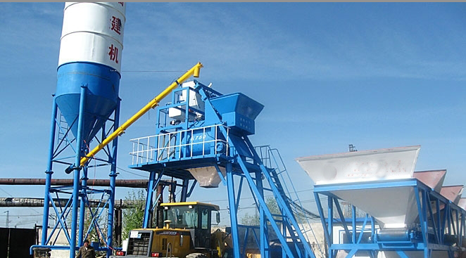 Skip hoist type concrete mix plant